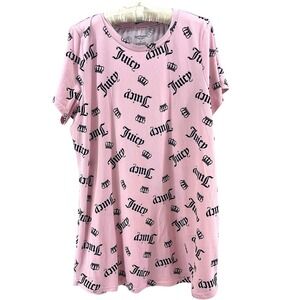 Juicy Couture Sleep Dress Womens XL Pink AOP Crown Soft Cozy Slinky Y2K Style
